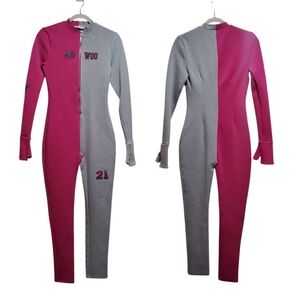 NEW So Real GSUWOO Two-Tone Pink Gray Full Body Glove Suit Size L